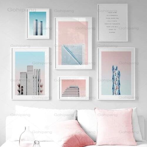 Canvas Painting City Landmark Building Landscape Quotes Nordic Wall Art Posters and Prints Wall Pictures for Living Room Decor