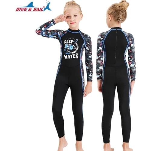 Boys girls swimwear Sun-proof Surfing Rash Guards Childrens Skin diving suit long-sleeve drifting snorkeling Swimsuit UPF50