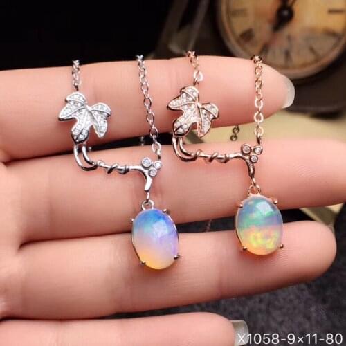 The Best Gift For the Wedding Luxury Opal necklace pendant 100% Natural Pink Opal pendants 925 sterling silver jewellery