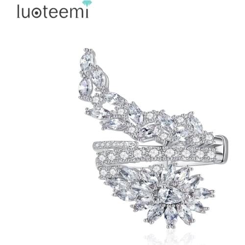 LUOTEEMI Exquisite Adjustable Open Ring for Women Party & Dating Luxury CZ Twisty Irregular Unique Famale Anillos Christmas Gift