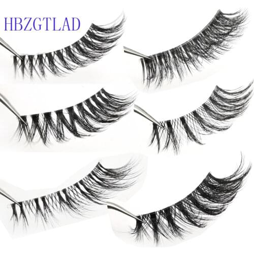 Stage Nude Makeup False Eyelashes Natural Realistic Crisscross Messy Fake Eyelashes 3 Pairs Handmade Lashes Transparent Stems