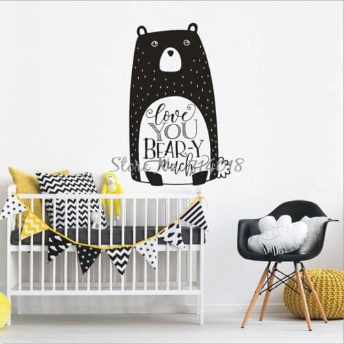 Woodland Animal Decal Love You Bear-y Much Wall Decal Vinyl Wall Sticker Quotes Tribal Nursery Decor Christmas Art Murals A843