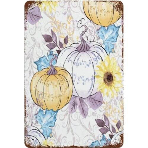 NoBrands Vintage Retro Metal Tin Sign Wall Decor Art Thanks Giving Pumpkin Illustration Home Decor Plaque Poster Man Cave