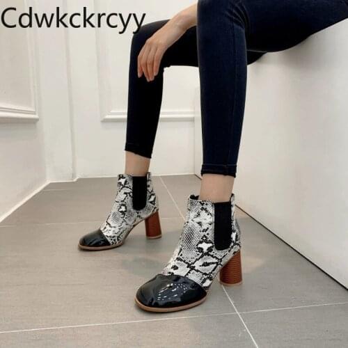 Winter The New fashion Round head Round heel Martin boots Leopard print Sexy Plus cashmere Keep warm High heel Women boots 34-48