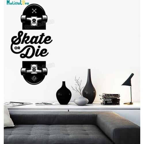 New Sports Design Vinyl Decal Slogan of Skateboarders Skate or Die Sport Decor Unique Gift Self-adhesive Art Murals YY767