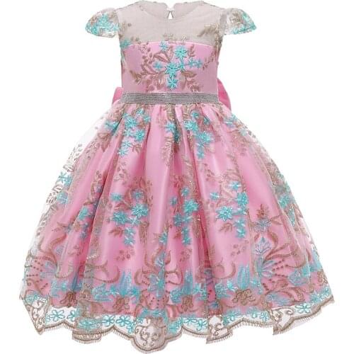Dress For Girls Embroidered Vintage Princess Dresses Wedding Party Flower Kids Birthday Party Performance Dance Costume 2-10 Yrs
