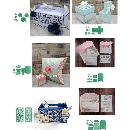 Gift Box Elements With Flower Pattern Metal Cutting Dies for DIY Scrapbooking Paper Cards Making Decorative Crafts 2019 New Die