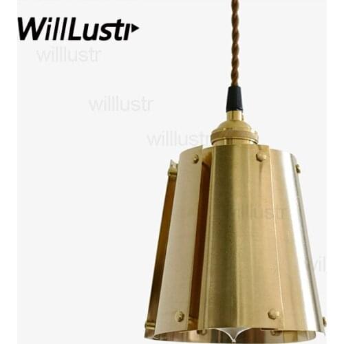 Handmade shutter brass pendant lamp modern louvre copper suspension hanging light restaurant hotel dinning room bedroom bedside