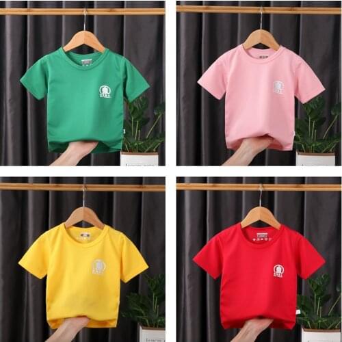 Toddler Girls Casual T-shirts Children Summer Clothing Kids Baby Boy Short Sleeve Tops Solid Color T-shirt Tees Outfit