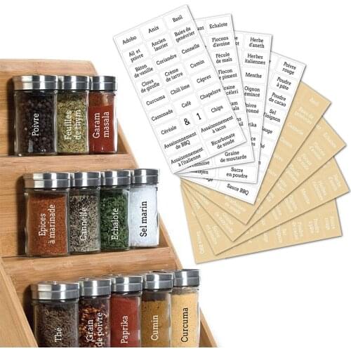 Clear French Label Stickers Waterproof Transparent 208PCS Spice Bottle Jar Stickers Spice Organization Labels