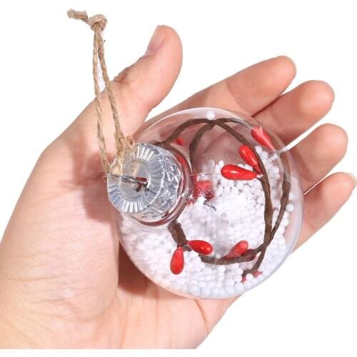 Christmas Transparent Holly Berry Hanging Ball Bauble Xmas Party Tree Decor