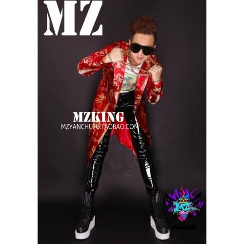 S-xxxl ! 2021 Men Nightclub Dj Male Singer Embroidered Long Suit Costumes Jacket Coat Stage Clothing Formal Dress