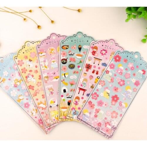 Sharkbang 1 Pack Kawaii Cherry Blossoms Series Sticker Cartoon Scrapbooking Sticker Planner Notebook Decorations Kids Stationery