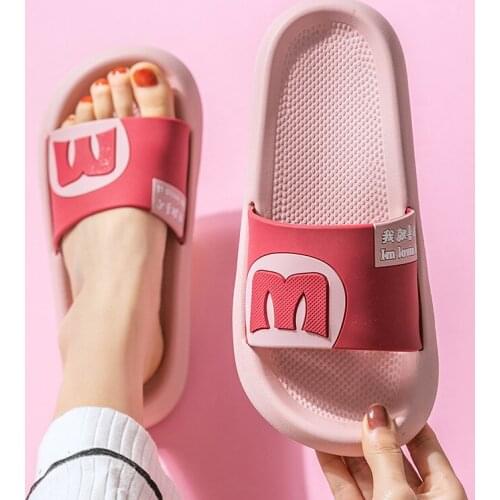 Women Men Slippers Summer Flip Flop Shoes Couple Bathroom Fashion Non-Slip Flat Thick Sole Indoor Casual House Slides