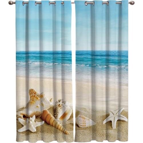 Beach Starfish Shell Summer Sea Room Curtains Large Window Window Curtains Living Room Bathroom Kitchen Bedroom Print Decor Kids