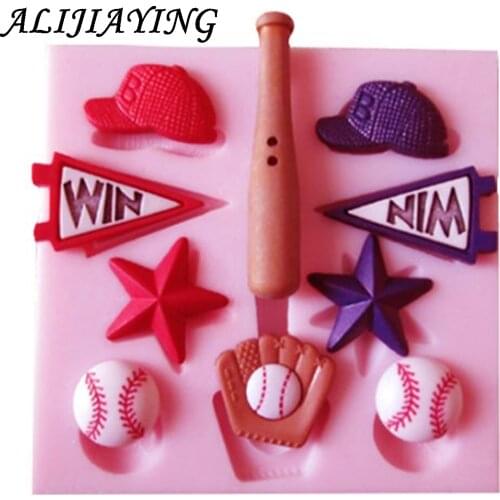 1Pcs Sport Series Baseball Softball Golf Silicone Mold Hats Fondant Decorating Tools Cake Baking Candy Clay Mould D1047