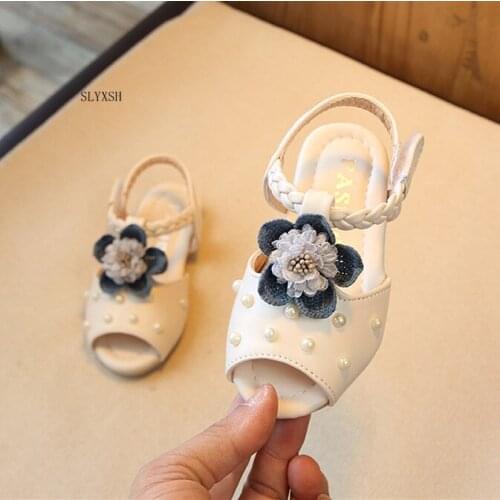 SLYXSH Summer Style Children Sandals Girls Princess Beautiful Flower Shoes Kids Flat Sandals Baby Girls Roman Shoes
