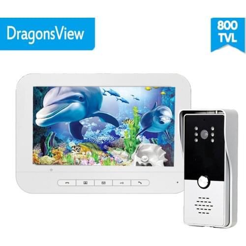 Dragonsview 7 Inch Video Door Phone Doorbell Camera and Monitor Intercom Kit Unlock Waterproof Door Access Control