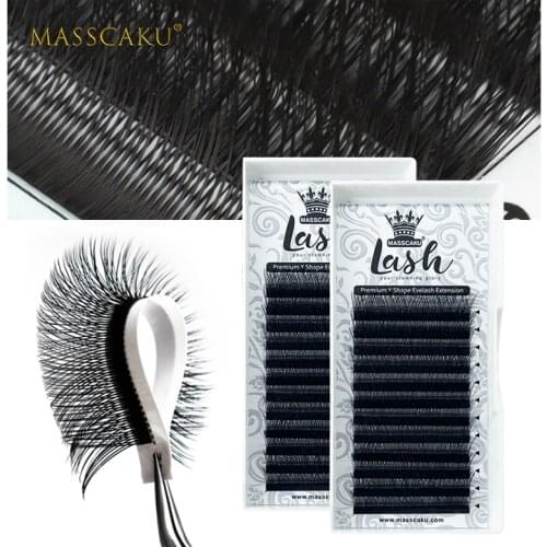 High quality Y-shape lash trays 8-15mm custom private logo matte black color c/d curl dark deep eyelash extension supplies