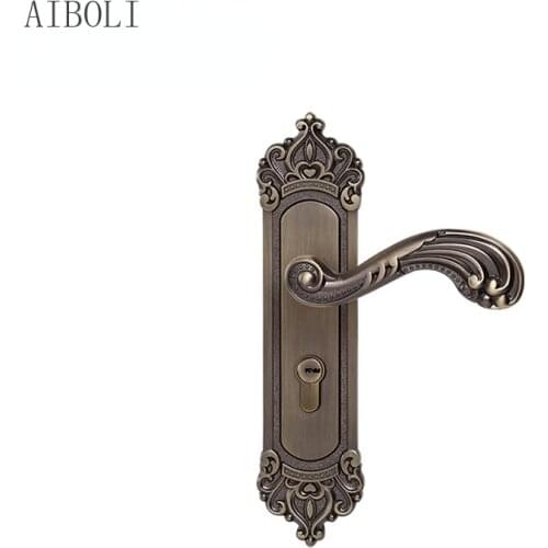 Single Tongue European Style Red, Blue, Yellow and Black Bronze Handle Lock, Lock Bedroom Aisle Door Lock