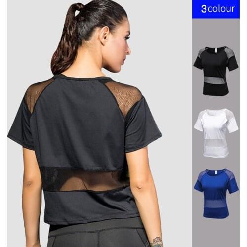 2020 Running Shirt Women fitness top sport clothing Sexy Hollow Out yoga top Breathable Quick Dry crop top for women gym T Shirt
