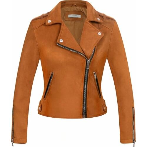 2020 New Arrial Women Autumn Winter Suede Faux Leather Jackets Lady Fashion Matte Motorcycle Coat Biker Gray Pink Red Outwear