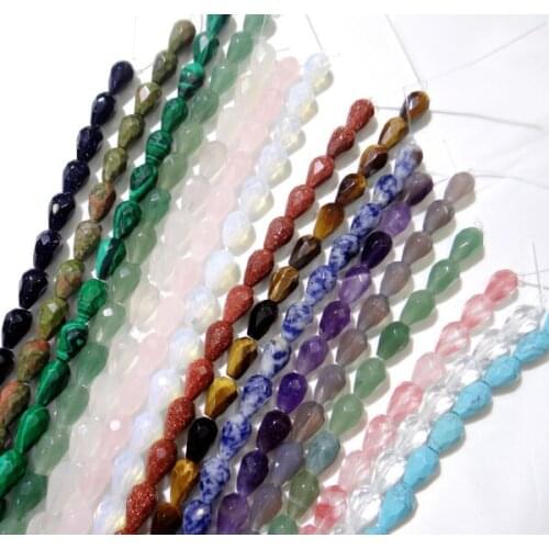 10*12mm natuursteen Rozenkwarts agaat Opaal Facet water drop spacer kralen voor Diy Sieraden Maken Armband ketting 16stks/partij
