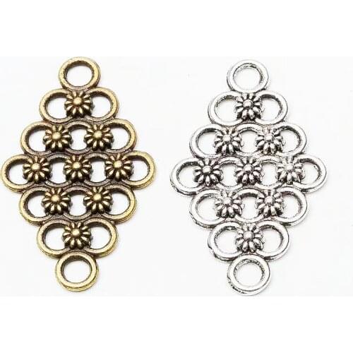 10pcs 29*17mm 2Color Flowers Jewelry Connector Charm Small Flower Pendant For Diy Making Handmade Jewelry Findings