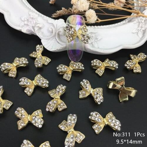 20Pcs 3D Bow Glitter Nail Rhinestones Crystal Glass Stone Charm Pearl Bowknots Jewelry DIY UV Gel Manicure Nail Art Decorations