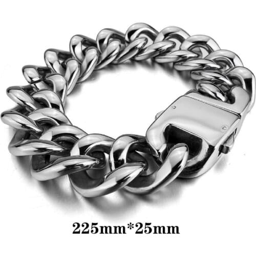 2015 Fancy Domineering Large Heavy Bracelet Stainless Steel Bracelet Silver Polished Bracelet For Men Size 25 x 225 mm