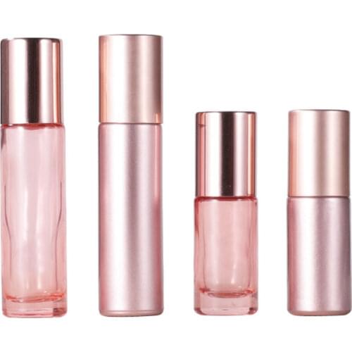 2021 New 200pcs 5ml 10ml Glass Roller Bottles With Stainless Steel Balls Essential Oil Roller Bottles Rose gold Roller Bottles