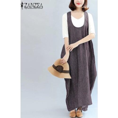 2021 ZANZEA Vintage Women Summer Dress Female Casual Suspender Tank Vestido Robe Party Dresses Kaftan Womans Sundress