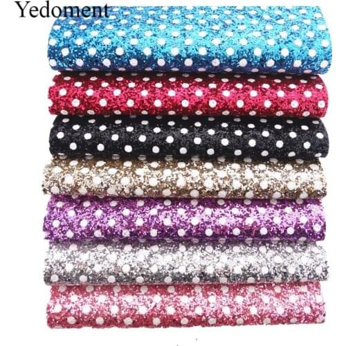 21CM*29CM Polka Dots Glitter Fabric Faux Leather Sheets For Bows Handmade Decoration Crafts Materials Bag Shoes Accessories