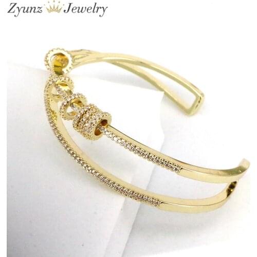 3PCS, Statement Geometric Bangle For Women Gold Color CZ Crystal Charm Bracelets & Bangles 2021 Bohemian Jewelry