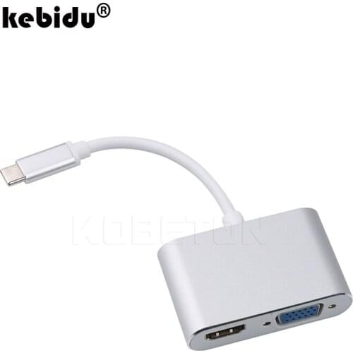 Kebidu Type-c Male to 4K HDMI VGA Female USB C Adapter USB Type-c to VGA HDMI for MacBook Pro for Xiaomi Huawei Wholesale