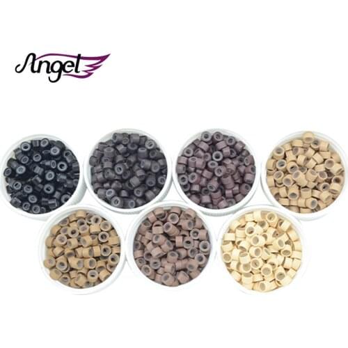 Angels 1000pcs 4.5*2.5*3.0mm Silicone Lined Microlink Micro Hair Beads for Dreadlocks Feather Human Hair Extensions Hair Tools