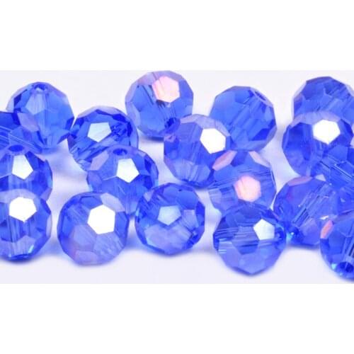 Middle Blue AB Football Shape Faceted Austrian crystals loose beads ball glass bracelet necklace Jewelry Making DIY