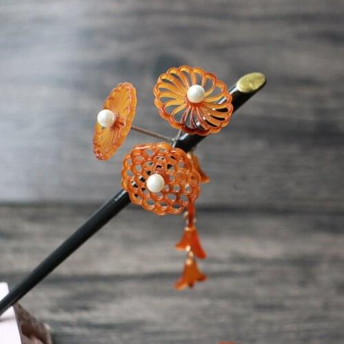 Cosmile japanese style Traditional sakura Hairpin for women Fringed pearl step Hair Accessories Limited Cute cosplay cos Gift C