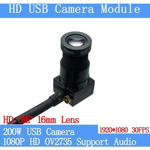 1080P Full HD USB Camera Module MJPEG 30fps High Speed Mini CCTV Linux UVC Android Webcam Mini Surveillance camera 5MP 16mm Lens