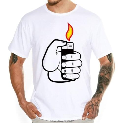 Mens Creative Lighter Design T Shirt Male Fashion Boys Cool Tops Custom Summer Tees Novelty T-shirt Harajuku Streetwear