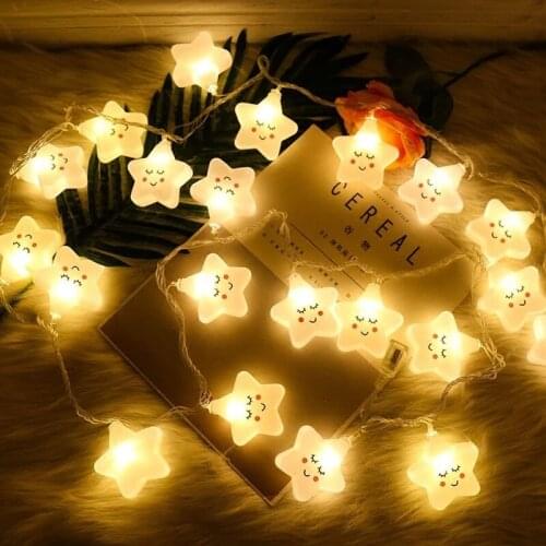 Star Smiley Fairy Tale String Lights 10LEDs / 20LEDs Battery Powered Christmas Birthday Party Childrens Room Decoration Lights