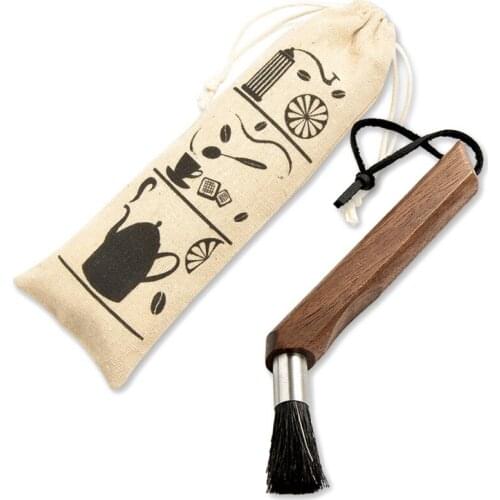 Hot Coffee Machine Cleaning Brush Coffee Grinder Brush Handle with Lanyard Storage Bag, Home Kitchen