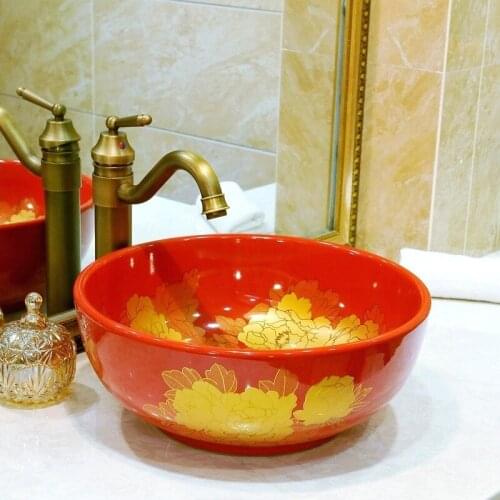 Art basin washbasin round European basin washbasin cabinet ceramic bath table bathroom wash basin basin basin wash