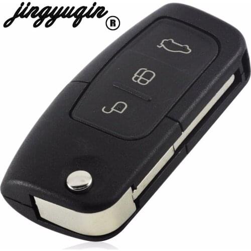 Jingyuqin 10pcs/lot Remote key Fob shell For Ford Fiesta C Max Ka Focus 3 Buttons Flip Folding Car Blank key Cover case