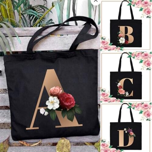 Summer Letter Flower Print Canvas Bag Bolsa Feminina Shoulder Bags Female Large Capacity Tote Wild Messenger Bag Beach Handbags