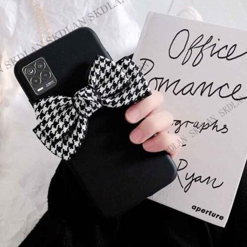 Fashion Lattice Bowknot Phone Case For OPPO Realme 8 Pro a54 a94 4g Soft TPU phone Cover for Realme 8 Pro C20 A54 A94 4G