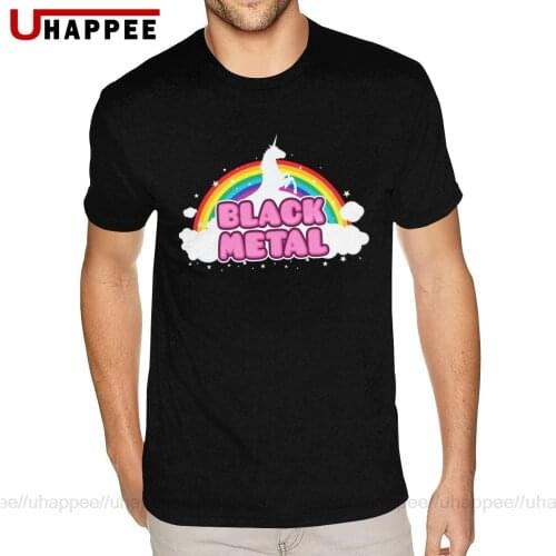 Oversized Black Metal Unicorn Tshirt for Men Personalized Short Sleeved Full Cotton Crew Tee Shirts