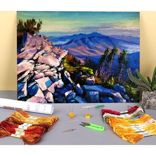 Landscape Morning Printed 11CT Cross Stitch Complete Kit Embroidery DMC Threads Handmade Sewing Handiwork Craft Room Floss