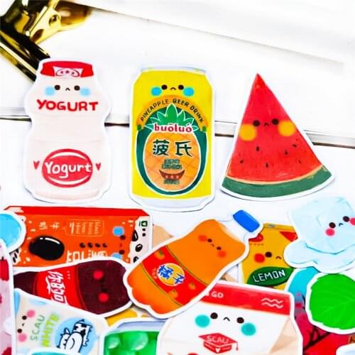 32pcs CuteDelicious drink food Stickers Diy Stickers Decorative Album Diary Stick Label Decor Stationery Stickers