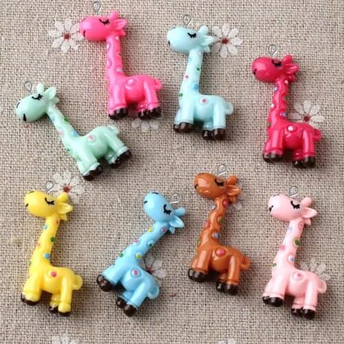 10pcs 33*2mm Resin Giraffe charms animal flatback kawaii cabochon jewelry making resin craft gift figure model mold miniature